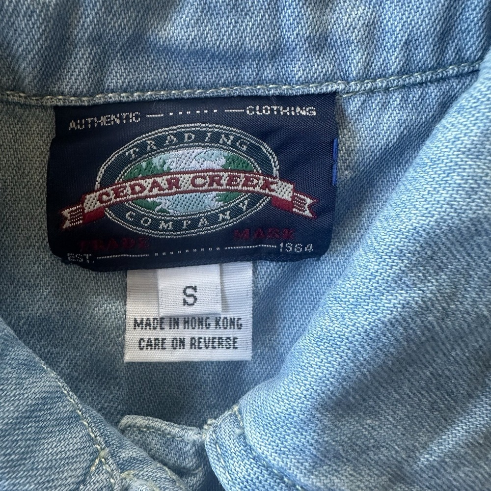 Vintage Cedar Creek Denim Embroidered Vest Women's Size Small Cottagecore 90s - Picture 2 of 9